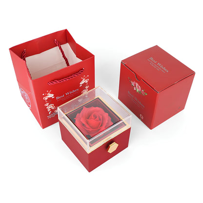 Eternal Rose Box with Engraved Necklace